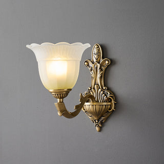 Sifuvyd Luxe Fleur Laiton Verre Métal Applique Murale