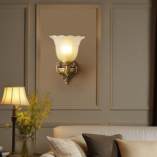 Sifuvyd Luxe Fleur Laiton Verre Métal Applique Murale