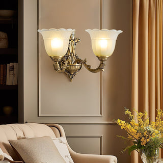 Sifuvyd Luxe Fleur Laiton Verre Métal Applique Murale