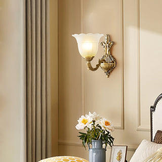 Sifuvyd Luxe Fleur Laiton Verre Métal Applique Murale