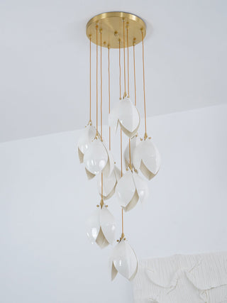 Lustra Suspension Lampe Céramique Florale Blanche