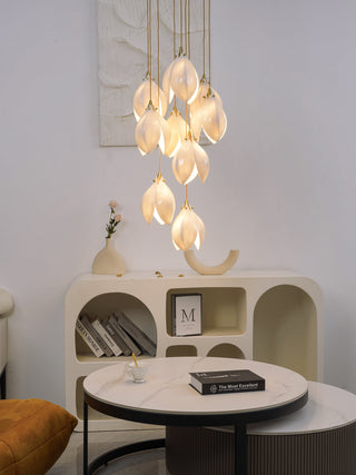 Lustra Suspension Lampe Céramique Florale Blanche
