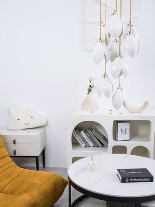 Lustra Suspension Lampe Céramique Florale Blanche