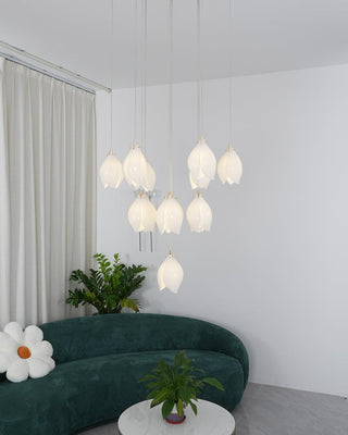 Lustra Suspension Lampe Céramique Florale Blanche