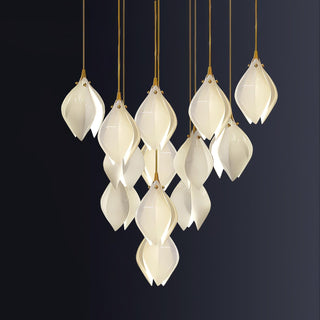 Lustra Suspension Lampe Céramique Florale Blanche