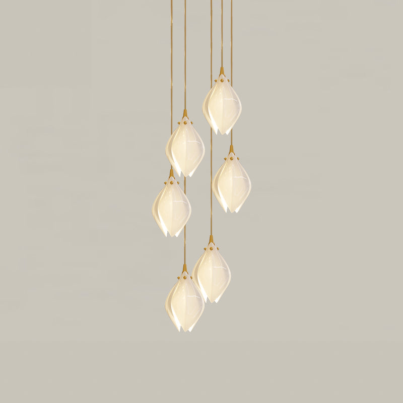 Galiel Suspension Lampe Céramique Florale Blanche