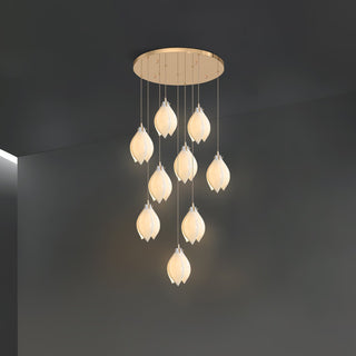 Lustra Suspension Lampe Céramique Florale Blanche