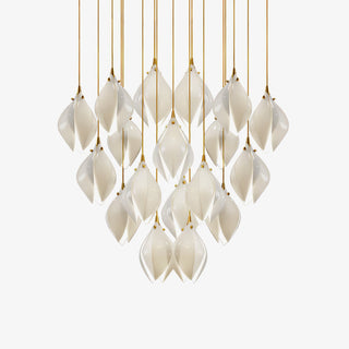 Lustra Suspension Lampe Céramique Florale Blanche