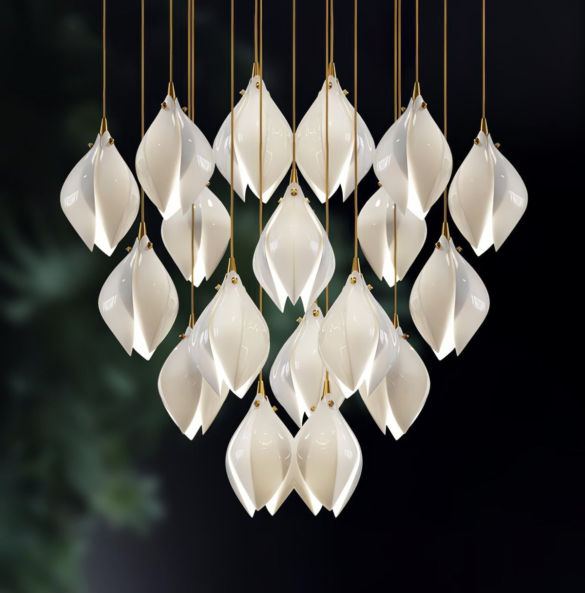 Galiel Suspension Lampe Céramique Florale Blanche