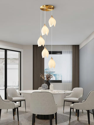 Lustra Suspension Lampe Céramique Florale Blanche