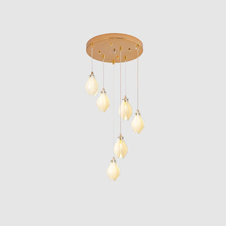 Lustra Suspension Lampe Céramique Florale Blanche