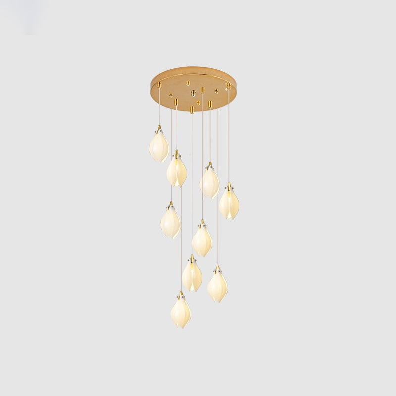 Galiel Suspension Lampe Céramique Florale Blanche