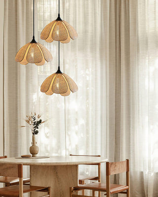 Bloom Rattan Swag Pendant Lamp-Neutral Decor