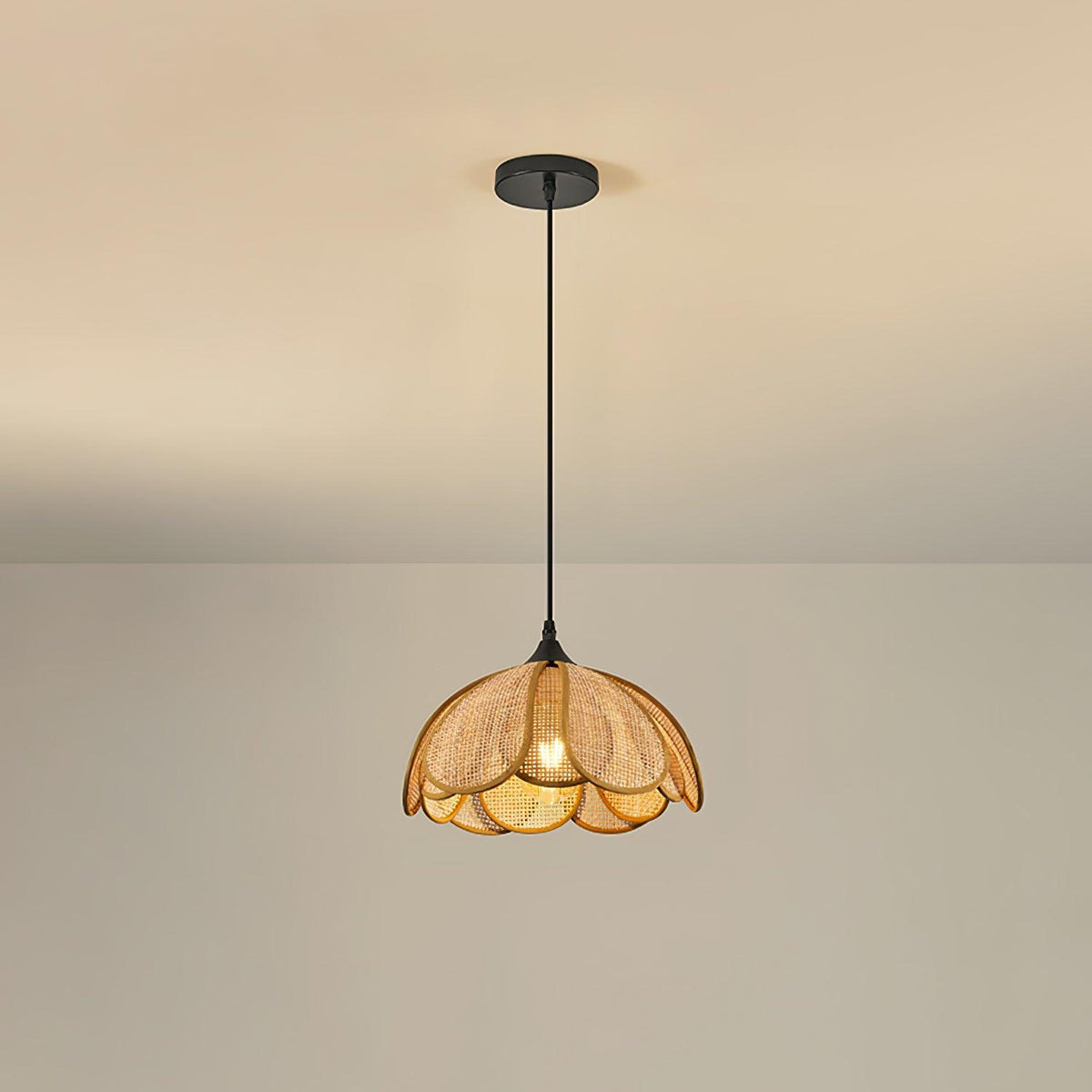 Sorira Élégance Floraison Rotin Tissu Suspension