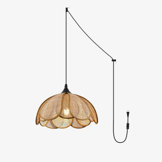 Bloom Rattan Swag Pendant Lamp-Neutral Decor