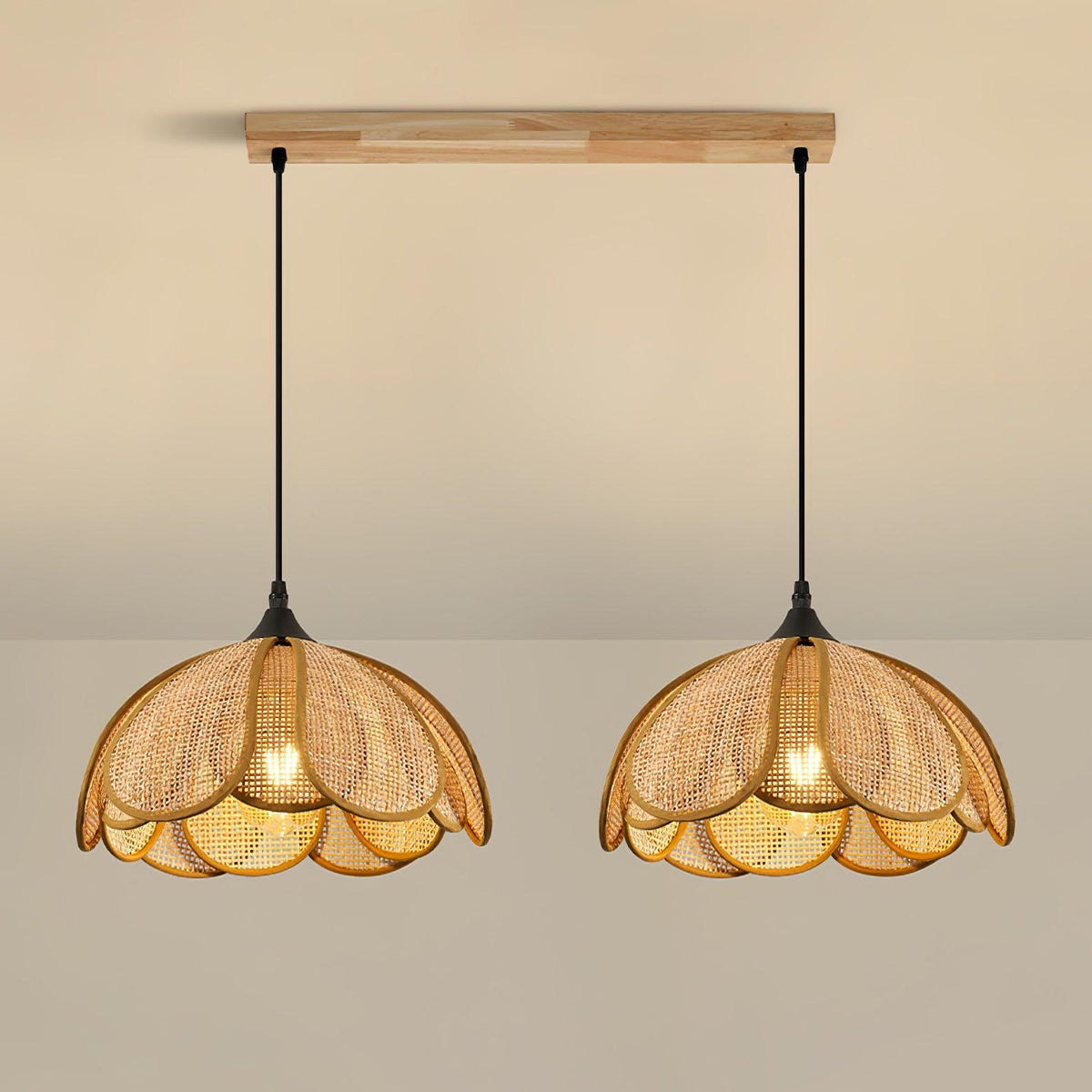Sorira Élégance Floraison Rotin Tissu Suspension