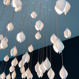 Lustra Suspension Lampe Céramique Florale Blanche