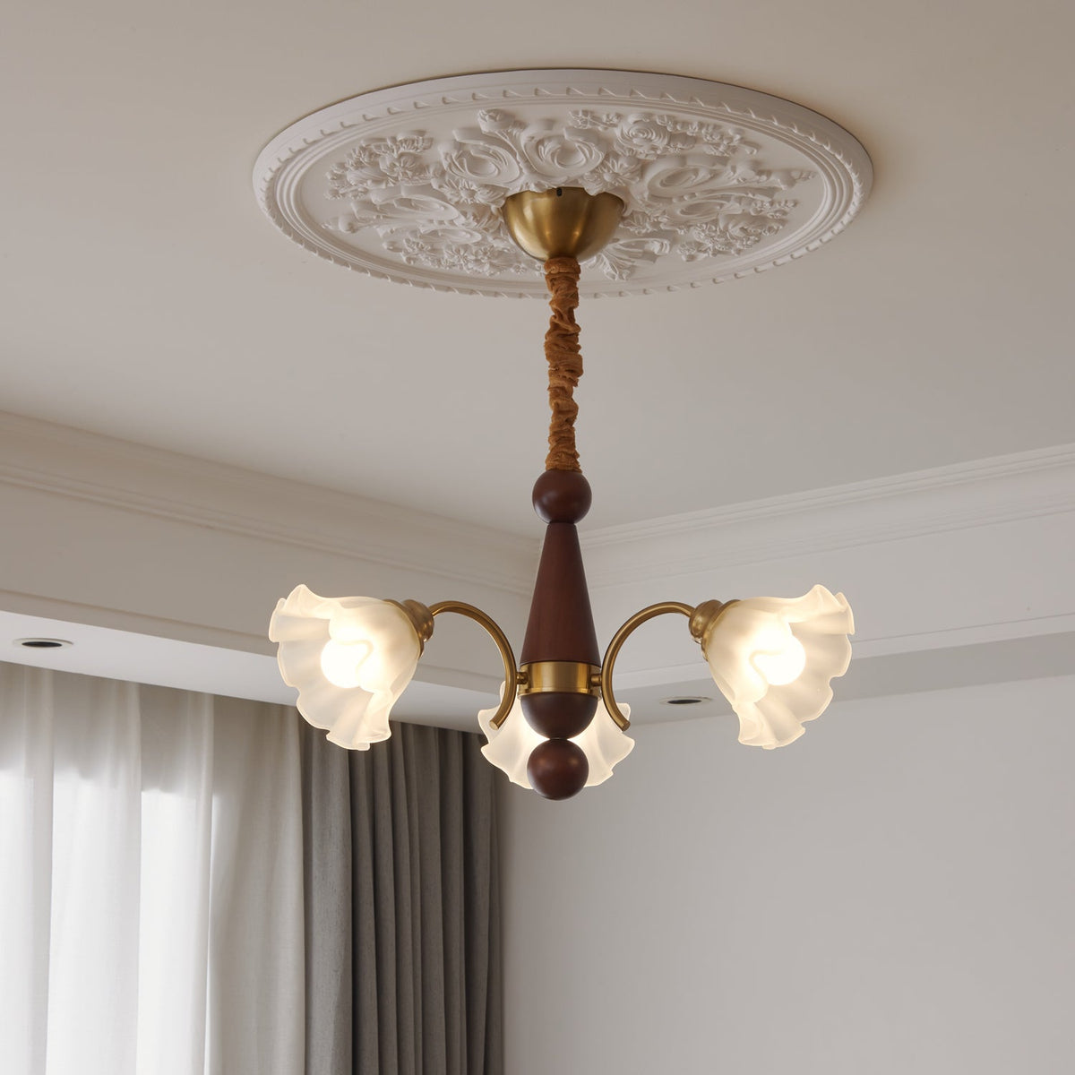 Verora Lustre Bois Verre Élégance Traditionnelle