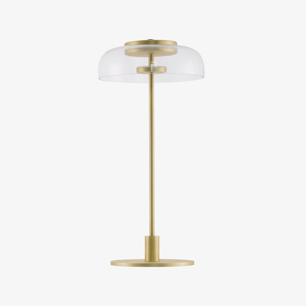 Rinelette Lampe de Table Verre Clair Ombrelle Bois Base