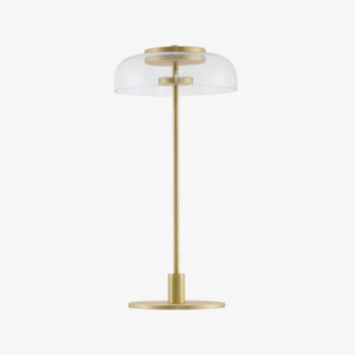 Rinelette Lampe de Table Verre Clair Ombrelle Bois Base
