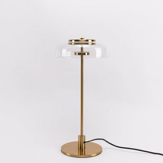 Rinelette Lampe de Table Verre Clair Ombrelle Bois Base
