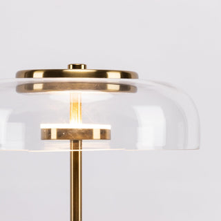 Rinelette Lampe de Table Verre Clair Ombrelle Bois Base