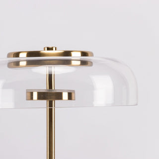 Rinelette Lampe de Table Verre Clair Ombrelle Bois Base
