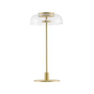 Rinelette Lampe de Table Verre Clair Ombrelle Bois Base