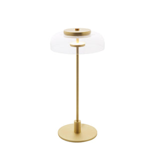 Rinelette Lampe de Table Verre Clair Ombrelle Bois Base
