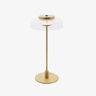 Rinelette Lampe de Table Verre Clair Ombrelle Bois Base