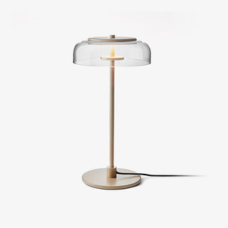 Rinelette Lampe de Table Verre Clair Ombrelle Bois Base