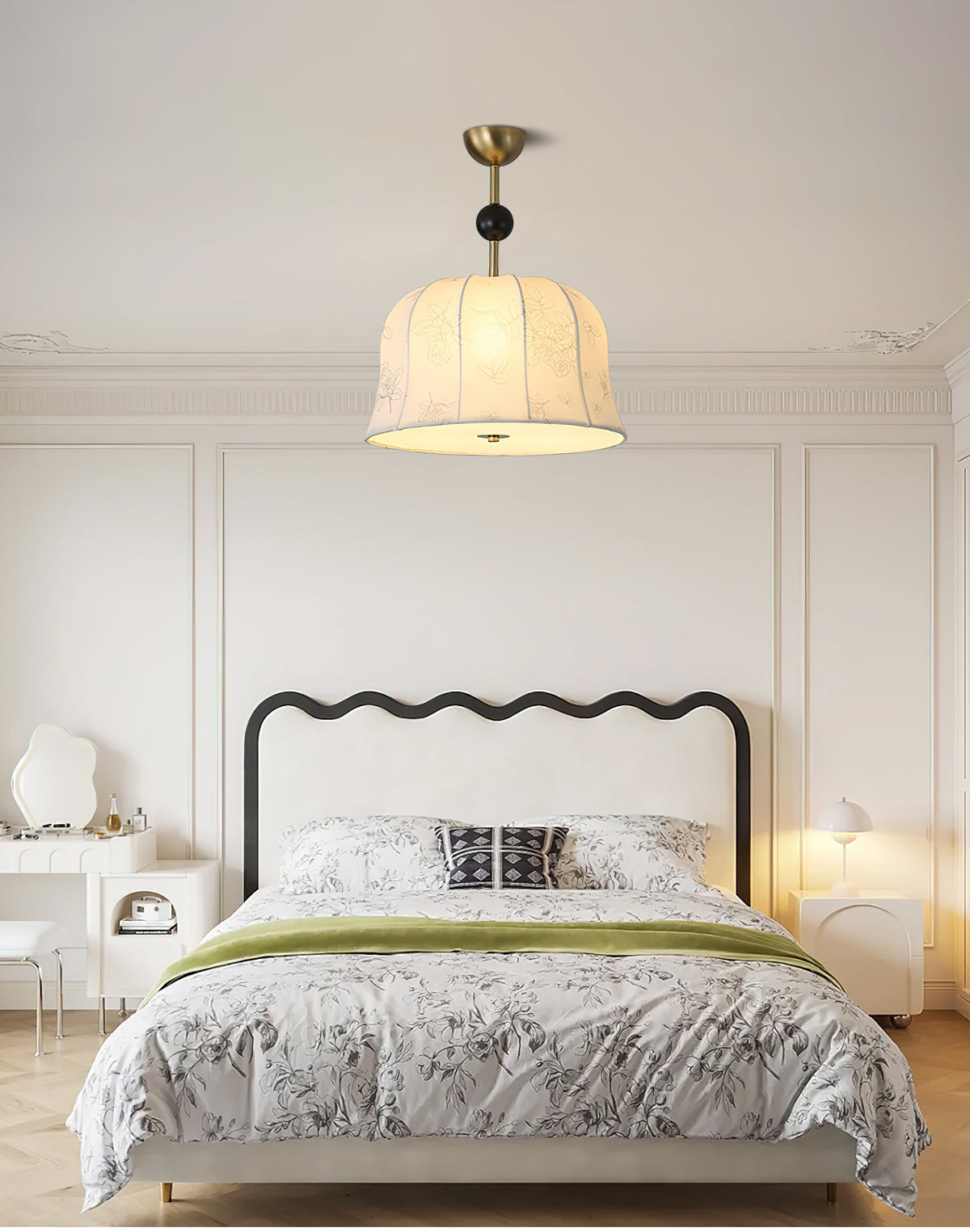 Aldoris Suspension Blossom Curve en Tissu Et Bois