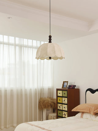 Syphaen Traditionnel Floraison Tissu Bois Pendentif Lumière
