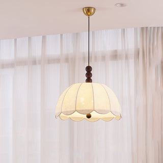 Syphaen Traditionnel Floraison Tissu Bois Pendentif Lumière