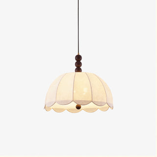 Syphaen Traditionnel Floraison Tissu Bois Pendentif Lumière