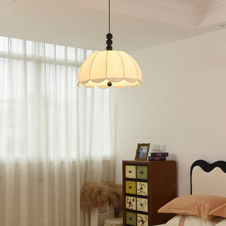 Syphaen Traditionnel Floraison Tissu Bois Pendentif Lumière