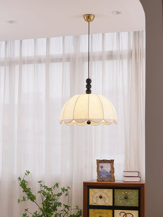 Syphaen Traditionnel Floraison Tissu Bois Pendentif Lumière