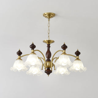 Lustra Lustre Bois Laiton Fleurs en Floraison