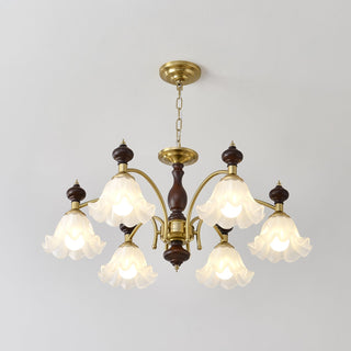 Lustra Lustre Bois Laiton Fleurs en Floraison