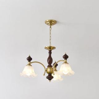 Lustra Lustre Bois Laiton Fleurs en Floraison