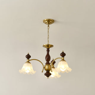 Lustra Lustre Bois Laiton Fleurs en Floraison
