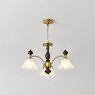 Lustra Lustre Bois Laiton Fleurs en Floraison