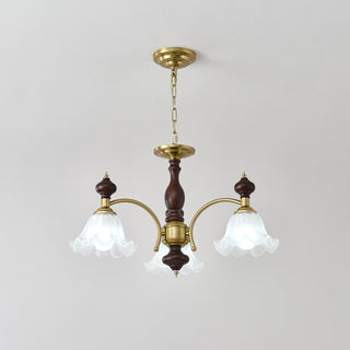Lustra Lustre Bois Laiton Fleurs en Floraison