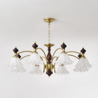 Lustra Lustre Bois Laiton Fleurs en Floraison