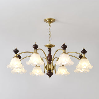 Lustra Lustre Bois Laiton Fleurs en Floraison