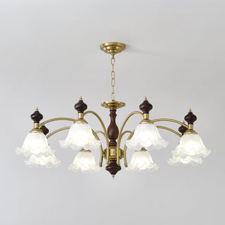 Lustra Lustre Bois Laiton Fleurs en Floraison