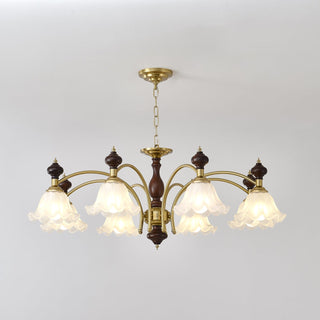 Lustra Lustre Bois Laiton Fleurs en Floraison