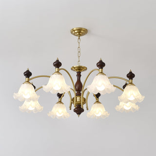Lustra Lustre Bois Laiton Fleurs en Floraison