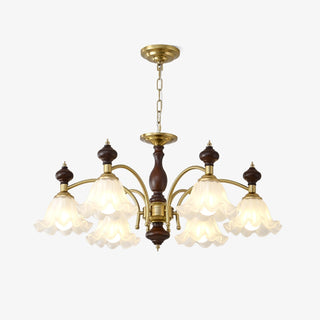 Lustra Lustre Bois Laiton Fleurs en Floraison