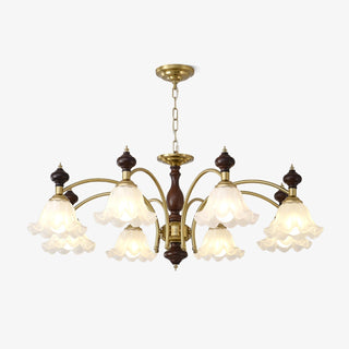 Lustra Lustre Bois Laiton Fleurs en Floraison
